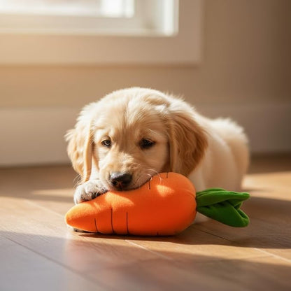 Best Pet Supplies Crinkle Dog Toy for Small, Medium, and Large Breeds, Cute Carrot with Soft Squeaker, Carrot Shape Pet Plush Toy with Sound, Bite-Resistant Soft Comfortable Dog Toys
