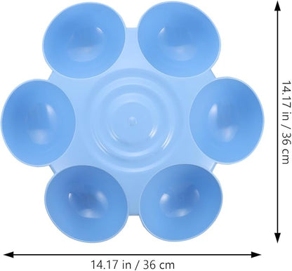 POPETPOP Cat Food Bowl with 6 Bowls - Pet Feeder for Kitten Puppy, Multi Cat Dishes, Multiple Dinner Feeder for Indoor s, Dishes for Food and Water (Blue)