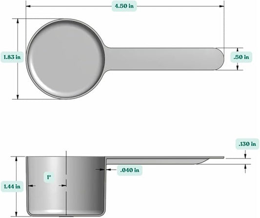 53 mL (1.8 Oz. | 3.58 Tablespoon) Long Handle Plastic Measuring Scoop for Coffee, Protein Powder, Pet Food, Spices, Grains, Dry Goods – Food-Grade BPA-Free (Pack of 25)