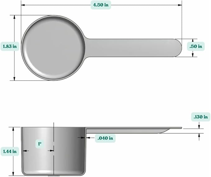 53 mL (1.8 Oz. | 3.58 Tablespoon) Long Handle Plastic Measuring Scoop for Coffee, Protein Powder, Pet Food, Spices, Grains, Dry Goods – Food-Grade BPA-Free (Pack of 1)