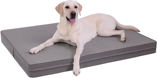 Vonabem Waterproof Dog Bed Large Medium Sized Dog - Outdoor Washable Crate Pad, Orthopedic Puppy Crate Pad, Durable Leather Anti-Slip Kennel Bed 35"x22", Graphite Grey