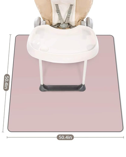 Blissful Diary Baby Splat Mat for Under High Chair, 50.4 x 50.4 Inch Wipeable Splash Mat, Waterproof and Washable, Anti-Slip Floor Protector, Blush Pink