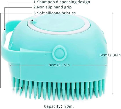 Pet Bath Massage Brush Puppy Dog Cat Grooming Soft soap dispensing (YELLOW)