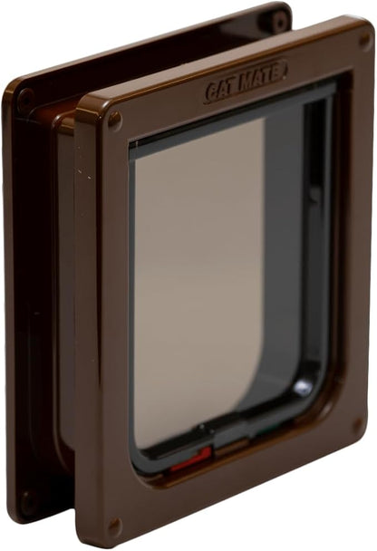 Cat Mate 4-Way-Locking Cat Flap with Door Liner to 2" (235) - Secure Lockable Door for Small to Medium Sized Cats, for UPVC, Wood and Wall, Brown
