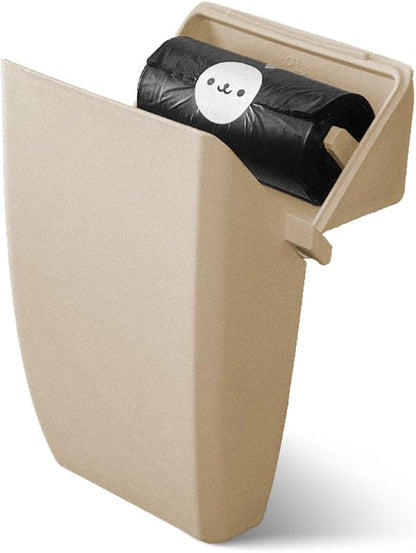 Loovipet® Carryit® Dog Poop Carrier, Lock in Odors, Carry Bagged Waste to Trash Can, Walk Hands-Free, Includes Bag Dispenser, Belt Clip, Leash Clip, For Small to Medium Dogs up to 50 lbs (Honey Beige)