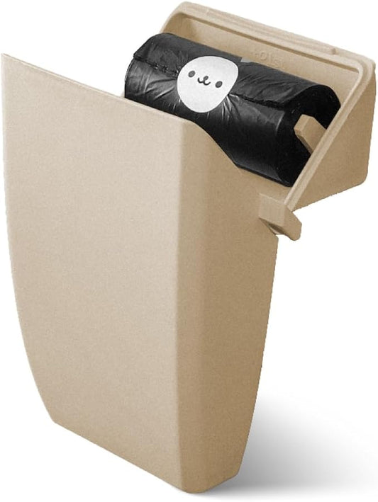 Loovipet® Carryit® Dog Poop Carrier, Lock in Odors, Carry Bagged Waste to Trash Can, Walk Hands-Free, Includes Bag Dispenser, Belt Clip, Leash Clip, For Small to Medium Dogs up to 50 lbs (Honey Beige)