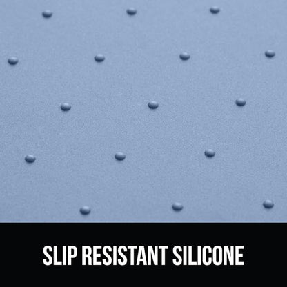GORILLA GRIP 100% Waterproof Raised Edge BPA Free Silicone Pet Feeding Mat, Dog Cat Food Mats Contain Spills Protects Floors, Placemats for Cats and Dogs Water Bowl, Pets Accessories 32x24 Blue