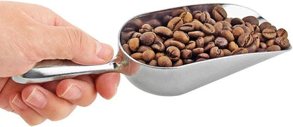 Ice Cube Endurance Scoop, Cast Aluminum Shovel Scoops Kitchen Utility Scoops Set Contoured Handle，Ideal for Ice Cube Coffee Bean Food Candy Flour Popcorn Rust Free (12oz Silver)