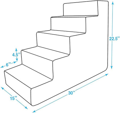 Best Pet Supplies Dog Stairs & Steps - Foam Steps for Small Dogs & Cats, Non-Slip Indoor Balanced Pet Step Support, Dog Ramp, No Assembly, Sand, 5-Step