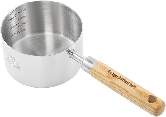 Stainless Steel Pet Food Scoop – 1 Cup Measuring Cup for Dogs & Cats, 304 Stainless Steel, with Precision Scale Markings (1Cup(250ml))