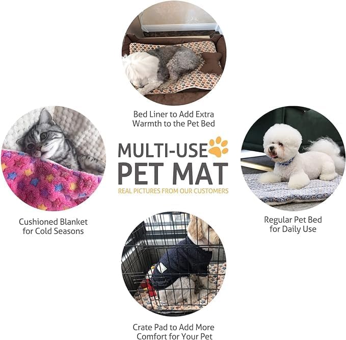 Mora Pets Cat Bed Dog Crate Pad Ultra Soft Pet Bed with Cute Star Print Washable Reversible for Small Dogs 14 x 17.5 inch 2 Pack Pink and Dark Blue