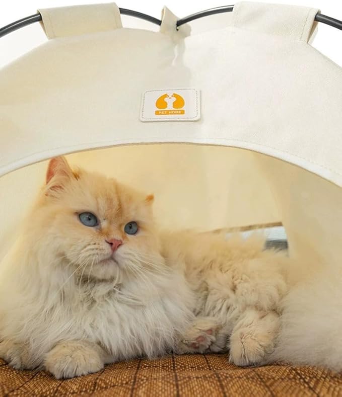 Cute Cat Teepee Cave, Cat Tent Foldable Indoor Outdoor with Thick Mat,Puppy Bed Tent,Bunny Pet Tent Teepee,Portable Dog House Teepee Tent, Cat Bed,Dog Bed Tent,Puppy Bunny,Pet Tent Teepee (A, S)