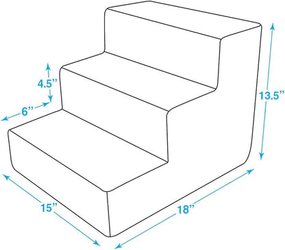 Best Pet Supplies Dog Stairs & Steps - Foam Steps for Small Dogs & Cats, Non-Slip Indoor Balanced Pet Step Support, Dog Ramp, No Assembly, Brown Lattice Print, 3-Step (13.5-inch Height)