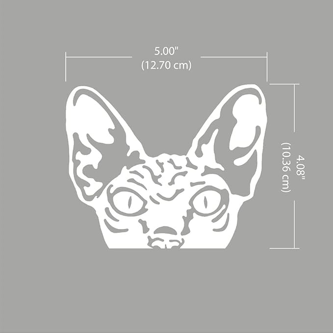 WIRESTER 6 inch Clear Vinyl Decal Sticker Decoration for Car Window (Or Any Flat Surface) - Wrinkled Skin Sphynx