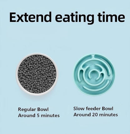 Pet Slow Feeder Bowl - Anti-Choking Maze Design, Universal for Dogs & Cats, Anti-Slip & Anti-Tip (Bowl-Light Blue)