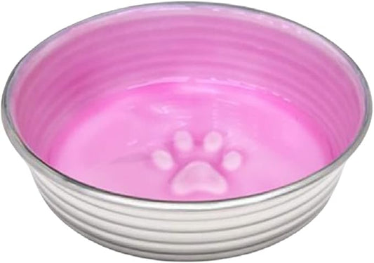 Loving Pets - Le BOL Dog Food Water Bowl Enamel Ceramic Bowl No Tip Stainless Steel Pet Bowl No Skid Spill Proof (Medium, Rose)