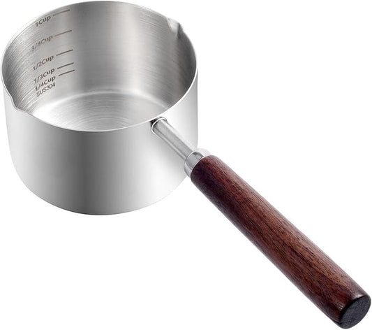 Kichwit Dog Food Scoop, 1 Cup, 304 Stainless Steel Pet Food Scoop Measuring Cup with Wooden Handle (1 Cup)