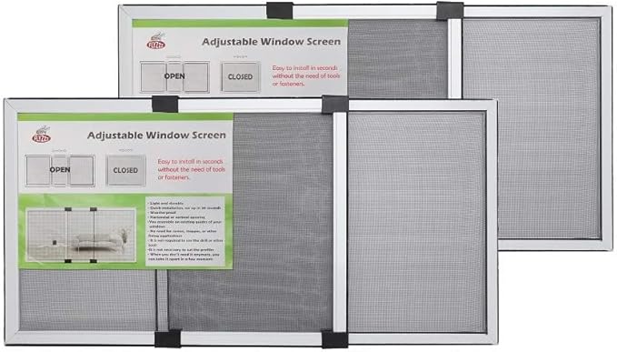 FLYZZZ Adjustable Sliding Window Screen Horizontal (15.74 ''H x 21-40''W) 2 Packs Expandable Window Screen Replacement for Home Medium