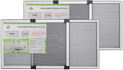 FLYZZZ Adjustable Sliding Window Screen Horizontal (15.74 ''H x 21-40''W) 2 Packs Expandable Window Screen Replacement for Home Medium