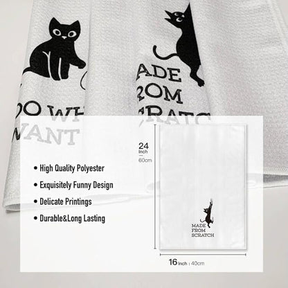 Funny Cat Kitchen Towels-Funny Joked Absorbent Tea Towel DéCor,Gifts for Cats Owner Mom Hostess Women New Home Housewarming Mama on Mother's Day,Birthday,Christmas,Thanksgiving16 x 24"