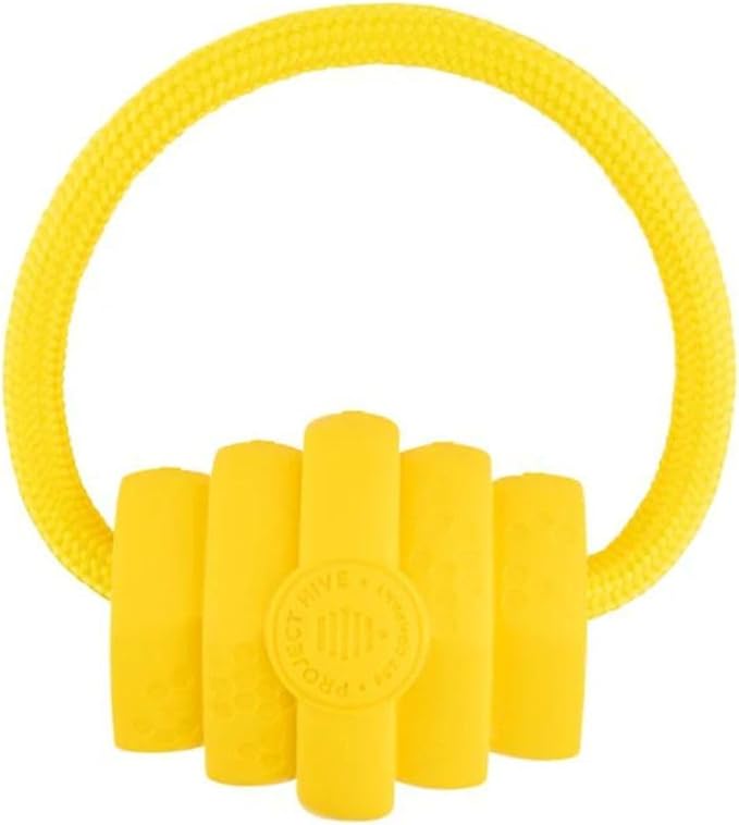 Project Hive Dog Ball | Looped Small Hive Toy | Interactive Dog Toys Compatible with Hive Zoomer Dog Ball Thrower | Dog Toys Perfect for Fetch and Tug Play | Yellow