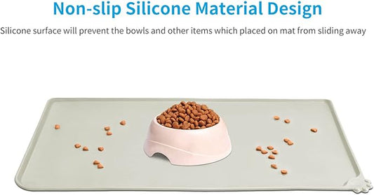 AUDWUD Silicone Waterproof Dog Cat Pet Feeding Mats,Anti-Slip Pet Bowl Mats,Pet Feeding Mat