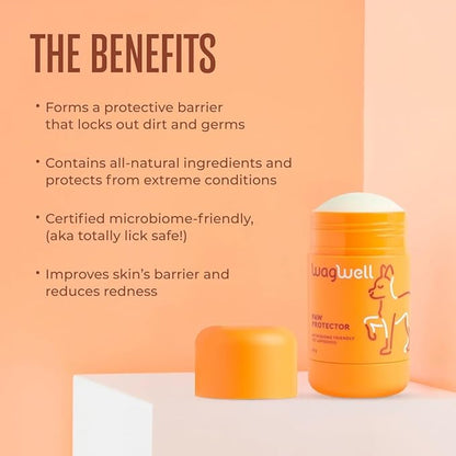 WagWell Paw Protector Dog Paw Balm | Lick-Safe, Vet-Approved Paw & Nose Balm | Microbiome-Friendly, Dermatologist Tested | Hot Pavement & Cold Weather Protection | To Hydrate, Condition & Protect Paws