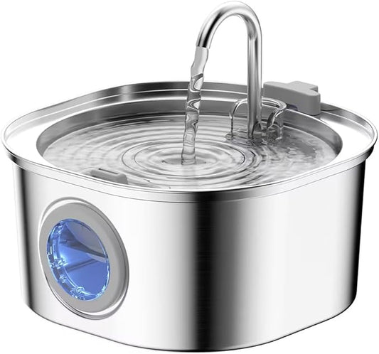 PEKTACO Stainless Steel Cat Water Fountain, 3.2L/108oz Cat Water Dispenser with Quiet Water Pump, Dishwasher Safe Pet Drinking Fountain for Cats