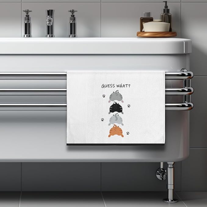 Fun Decorative Kitchen Hand Towels, Gifts for Cat Lovers-Quick-Drying Decorative Design Hand Towels for Cooking, Bathroom Decor - Purrfect Funny Gifts for Cat Lovers for Women