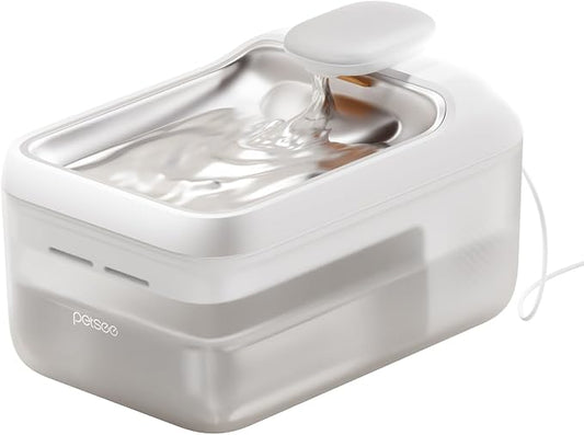 Automatic Pet Water Fountain 4.5L Large Capacity Stainless Steel Drink Tray Cat Water Dispenser Ultra-Quiet Pump Multi-Filtration System for Cats, Dogs, Multiple Pets S7 Lite White