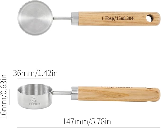 Coffee Scoop – 1Tbsp(15ml) Vintage Measuring Spoon, 304 Stainless Steel with Solid Wood Handle – Perfect for Coffee, Tea, and More