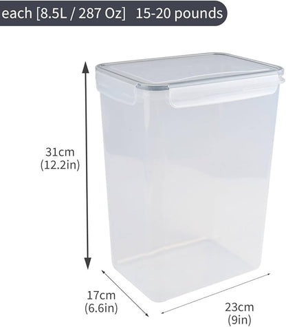 Geyecete 2 PC [8.5L/287 Oz] large food storage containers Extra Large dog Food Storage Containers with Airtight Lids Can hold 15-20 pounds-Black