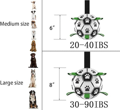 Dog Toys, Dog Soccer Ball with Straps for World Cup, Interactive Dog Balls for Small Medium Breed, Dog Birthday, Herding Ball, Durable Toy for Puppy Outdoor Play (6 Inch)