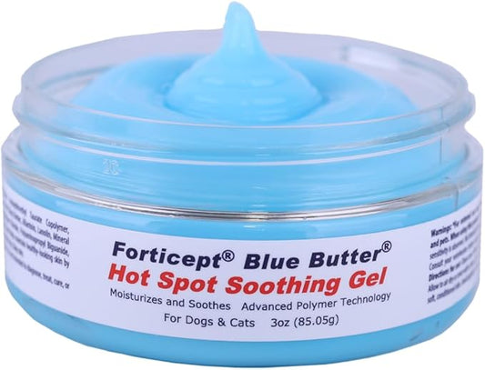 Forticept BlueButter Dog Wound Care Gel, Hot Spot Treatment for Dogs, Itch Relief, Moisturizing, Prevents Infection, Scratches & Skin Ulcers, Cracked Paw Pads Gel, 3 Ounces (3 OZ)