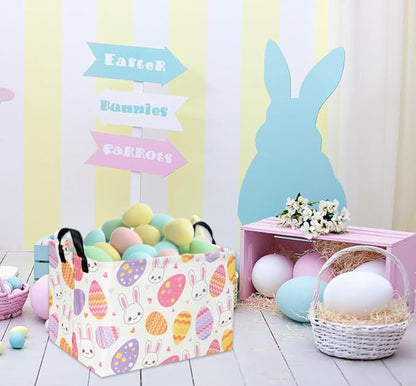 Rectangular 3Pack Easter Baskets Gift Bins Empty Pink Bunny Kids Storage Basket Baby Boy Baskets Kids Toy Storage Bin Organizer Box.(3Pack Easter Basket)