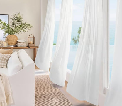 NICETOWN Off White Privacy Sheer Curtains 52x78 Inches Long for Living Room Bedroom 2 Panels Set Non-See-Through Semi Sheer Curtains Light Filtering Window Drapes, 52" W