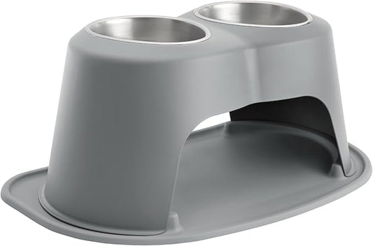 WeatherTech Double High Pet Feeding System - Elevated Dog/Cat Bowls - 12 inch High Dark Grey (DHC6412DGDG)