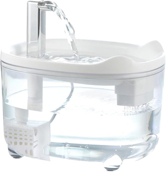 Cat Water Fountain - Automatic 50oz Pet Water Fountain Whisper Quiet Premium Pet Dispenser for Cats & Dogs (White, 1.5L)
