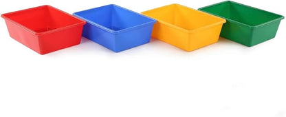 Humble Crew Toy Storage Bins for Kids, Set of 4, Primary Colors - Large, Sturdy, Colorful Plastic Storage Bins for Classroom, Playroom, Nursery and More - Premium Toddlers Toy Organizer