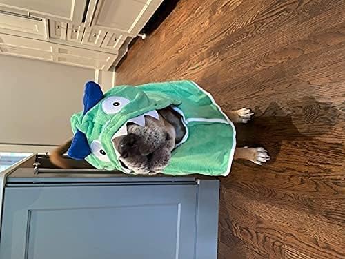 BoxDog Wearable Microfiber Dog Towel with Monster Hoodie | Soft Dog Bathrobe (Medium)