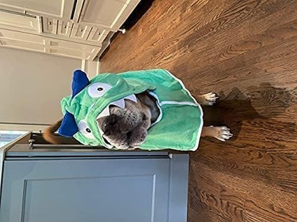 BoxDog Wearable Microfiber Dog Towel with Monster Hoodie | Soft Dog Bathrobe (Medium)