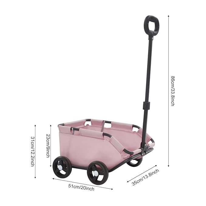 Dog Stroller, Foldable Multifunctional Pet Carts Portable Mini Dog Strollers with 4 Wheels & 360° Rotatable Handle for Small Cats Dogs Puppy Up to 16.53 LBS (Pink)