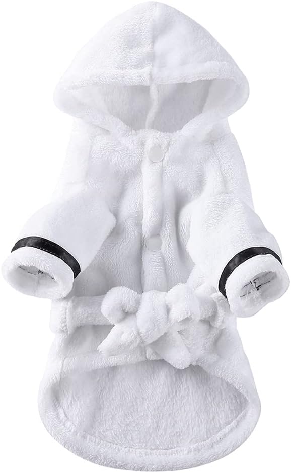 Dog Drying Robe Coat Super Absorbent Soft, Fast Drying Pet Dog Bathrobe Towel with Adjustable Waistbelt