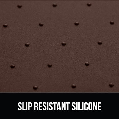 GORILLA GRIP 100% Waterproof Raised Edge BPA Free Silicone Pet Feeding Mat, Dog Cat Food Mats Contain Spills Protects Floors, Placemats for Cats and Dogs Water Bowl, Pets Accessories 18.5x11.5 Brown