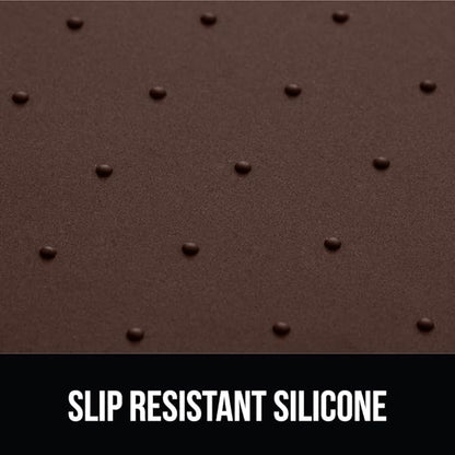 GORILLA GRIP 100% Waterproof Raised Edge BPA Free Silicone Pet Feeding Mat, Dog Cat Food Mats Contain Spills Protects Floors, Placemats for Cats and Dogs Water Bowl, Pets Accessories 28x18 Brown