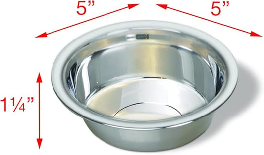 Van Ness Pets Lightweight Stainless Steel Cat Bowl, 8 OZ Food And Water Dish, Natural