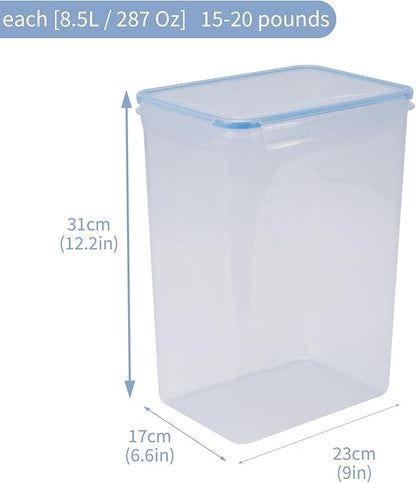 Geyecete 2 PC [8.5L/287 Oz] large food storage containers Extra Large dog Food Storage Containers with Airtight Lids Can hold 8 pound for each-Blue
