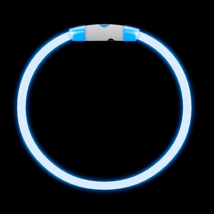Rechargeable Reflective Pet Gear LED Dog Collar Light Up, Flashing Glowing Illuminated Collar for Night Walking, Neon Pet Collar with Light for Small/Medium/Large Dogs (Blue, 1-Pack)