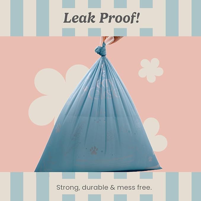 3 Pack 360 Bags Extra Thick Dog Waste Bags by Peony Celeste - Blue Stone Color, Leak-Resistant, Coreless, Unscented Pet Waste Bags, 9x13 Inches