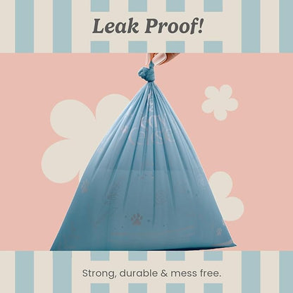 Extra Thick Poop Bags by Peony Celeste - Blue Stone Color, Leak-Resistant, Coreless, Unscented Pet Waste Bags, 9x13 Inches